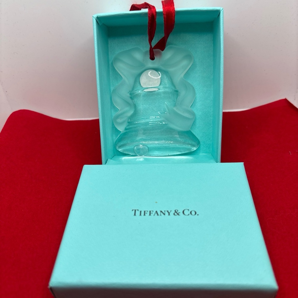 Tiffany & Co. Frosted Crystal Glass Bell Christmas Ornament 1996 Made in Germany